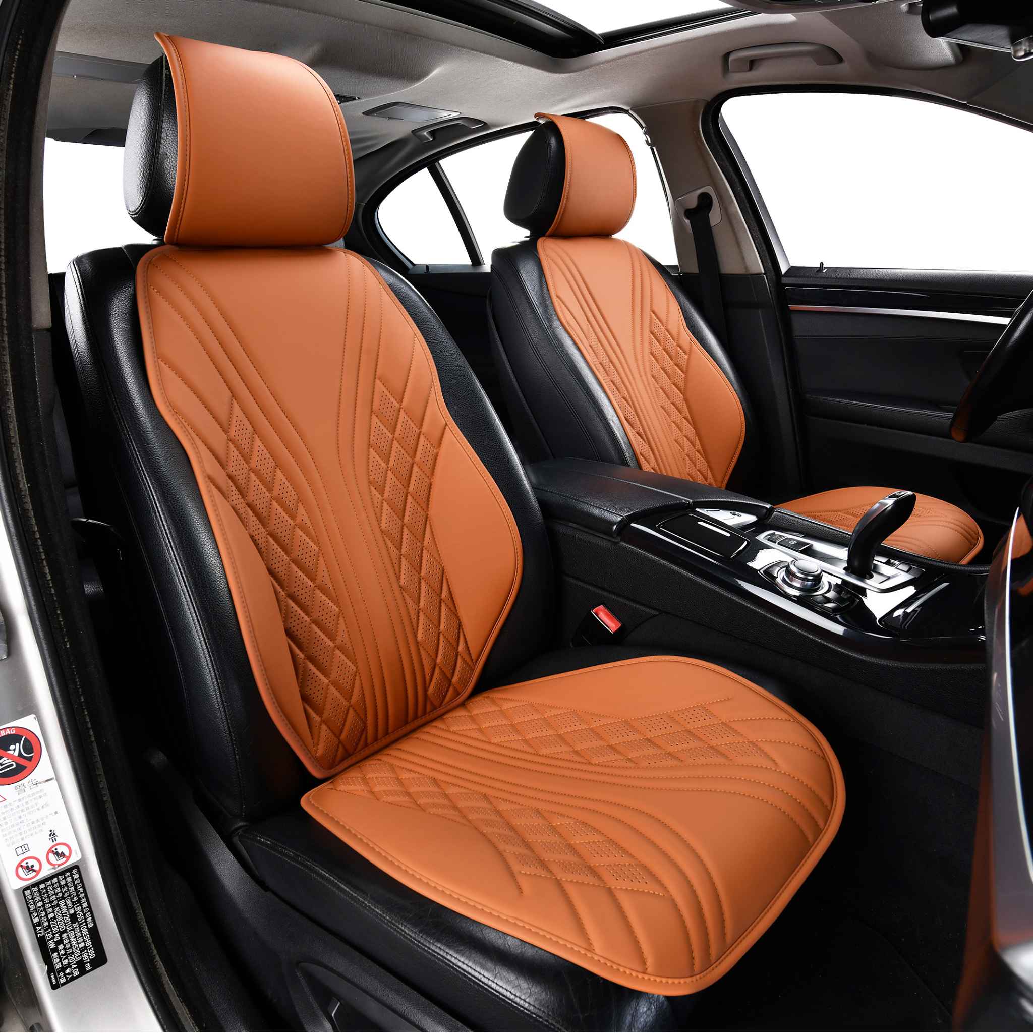 Luxus SeatSkin™ Eco-Leather Wave Seat Covers | Caramel Brown