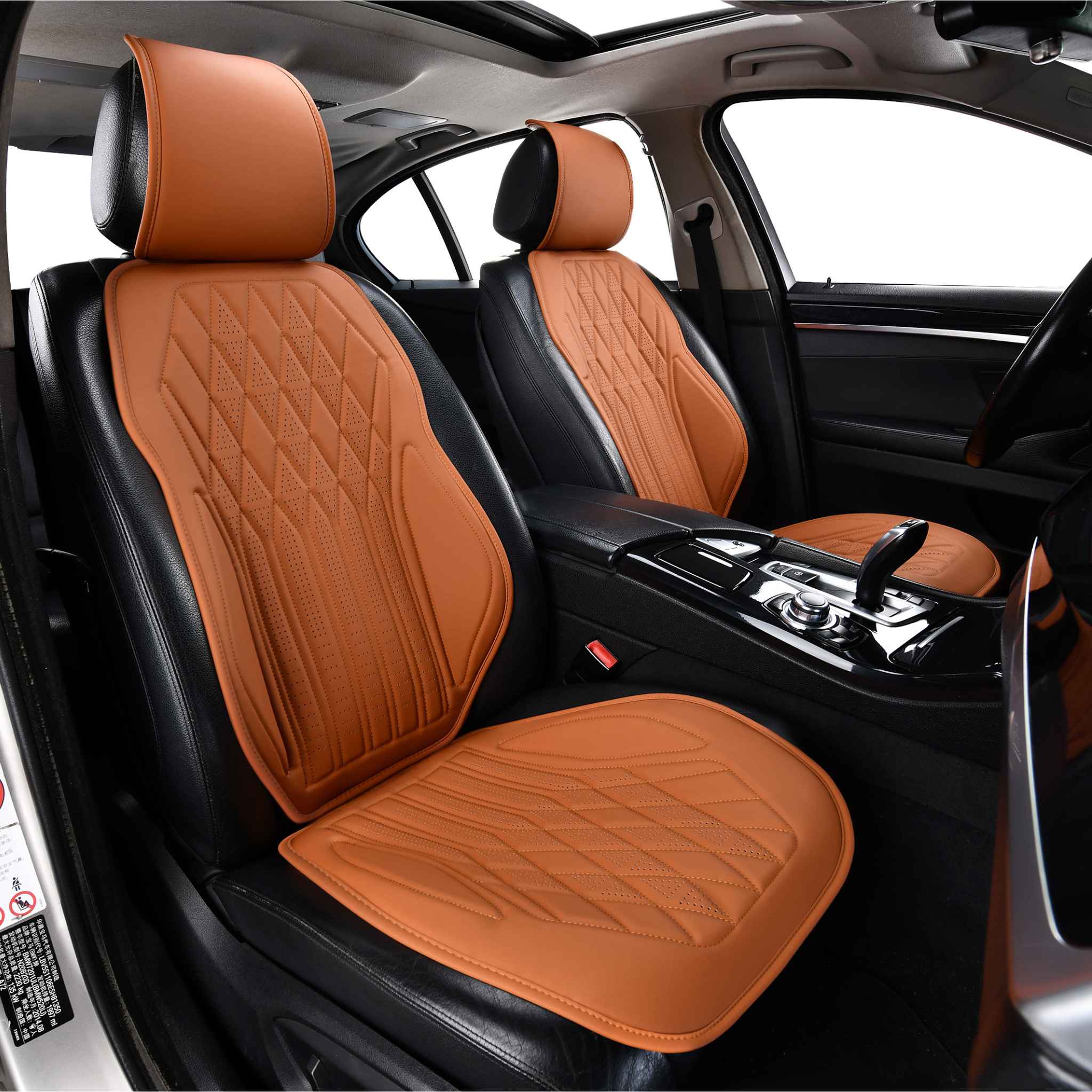 Luxus SeatSkin™ Eco-Leather Diamond Seat Covers | Caramel Brown