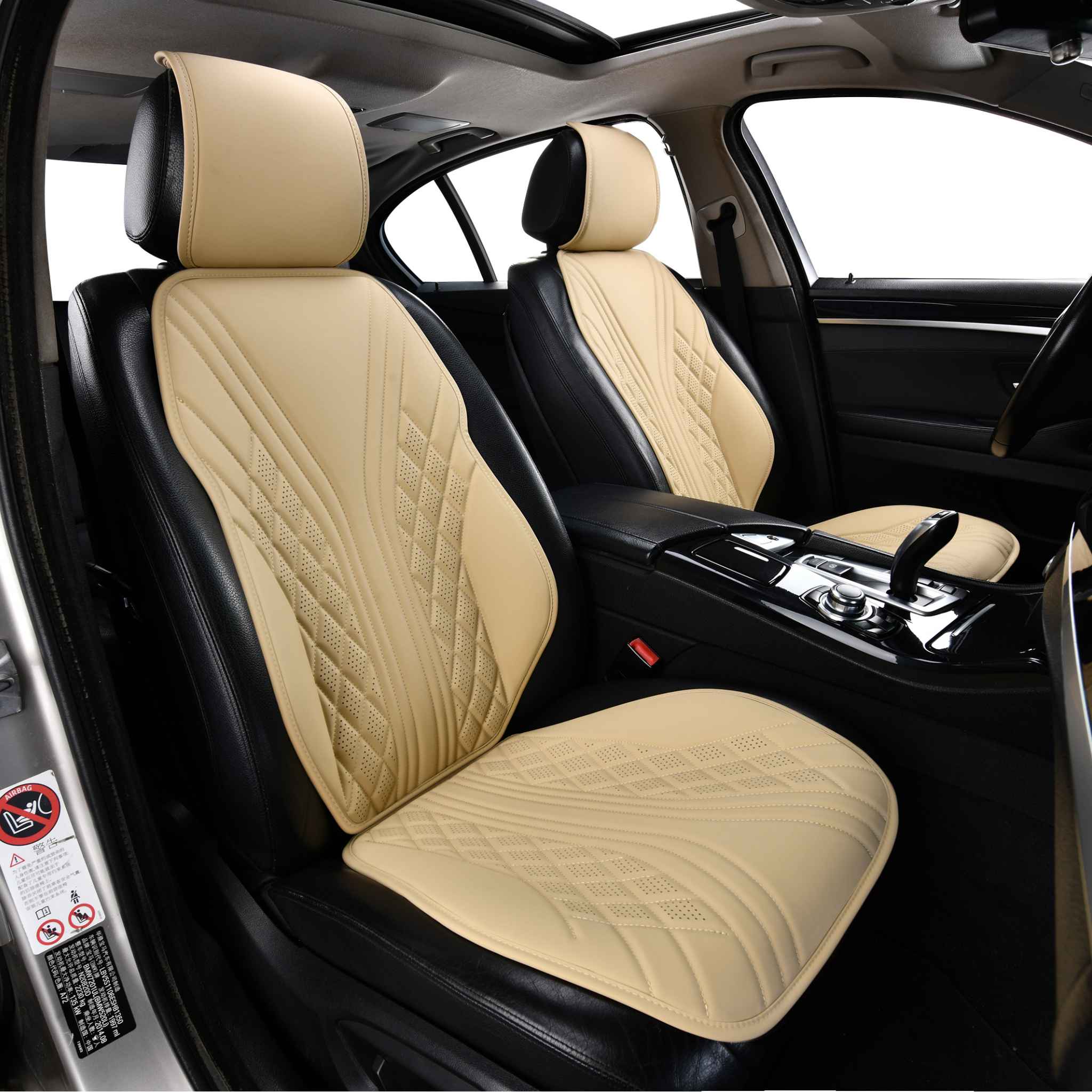 Luxus SeatSkin™ Eco-Leather Wave Seat Covers | Cream Beige