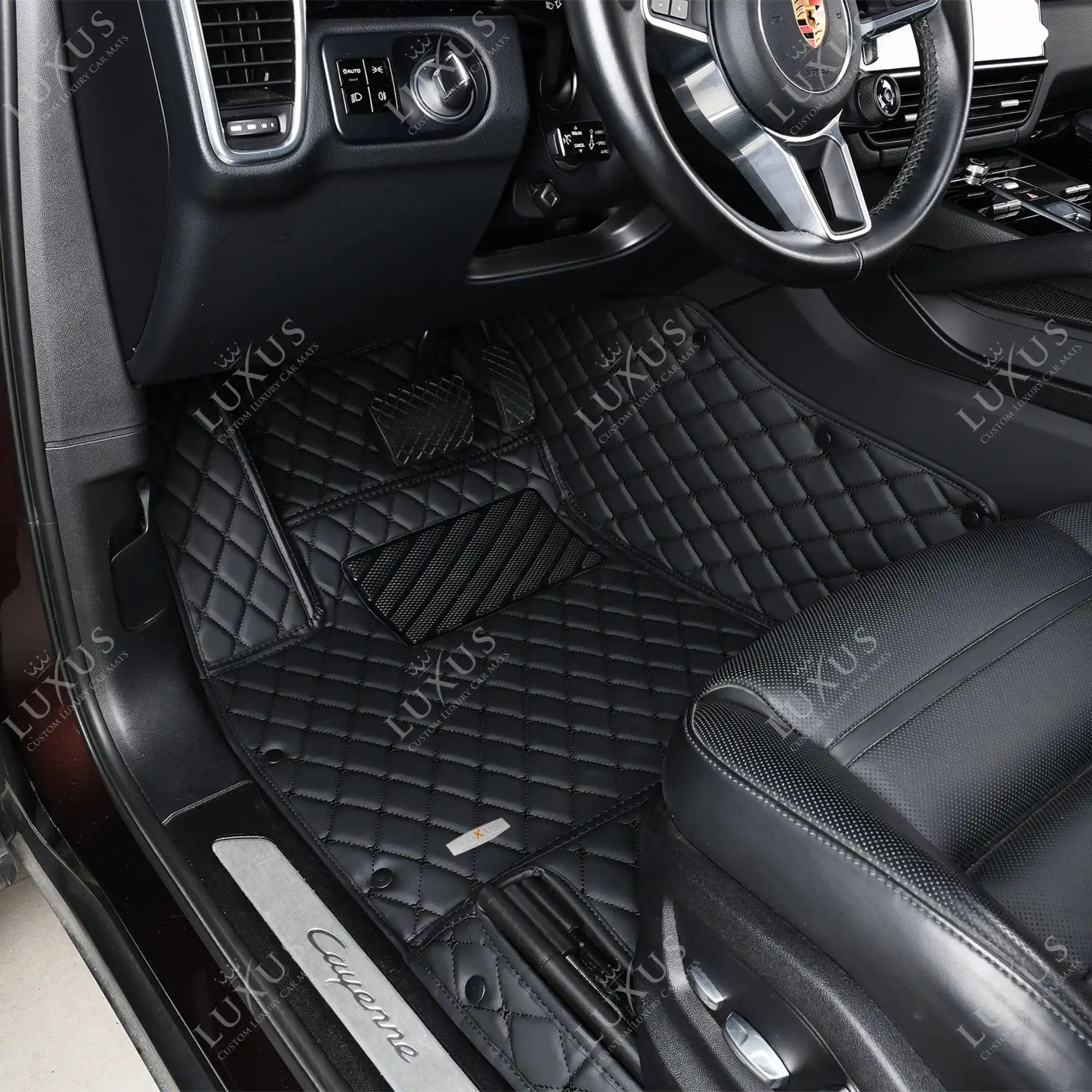 Black Black Stitching Diamond Luxury Car Mats Set