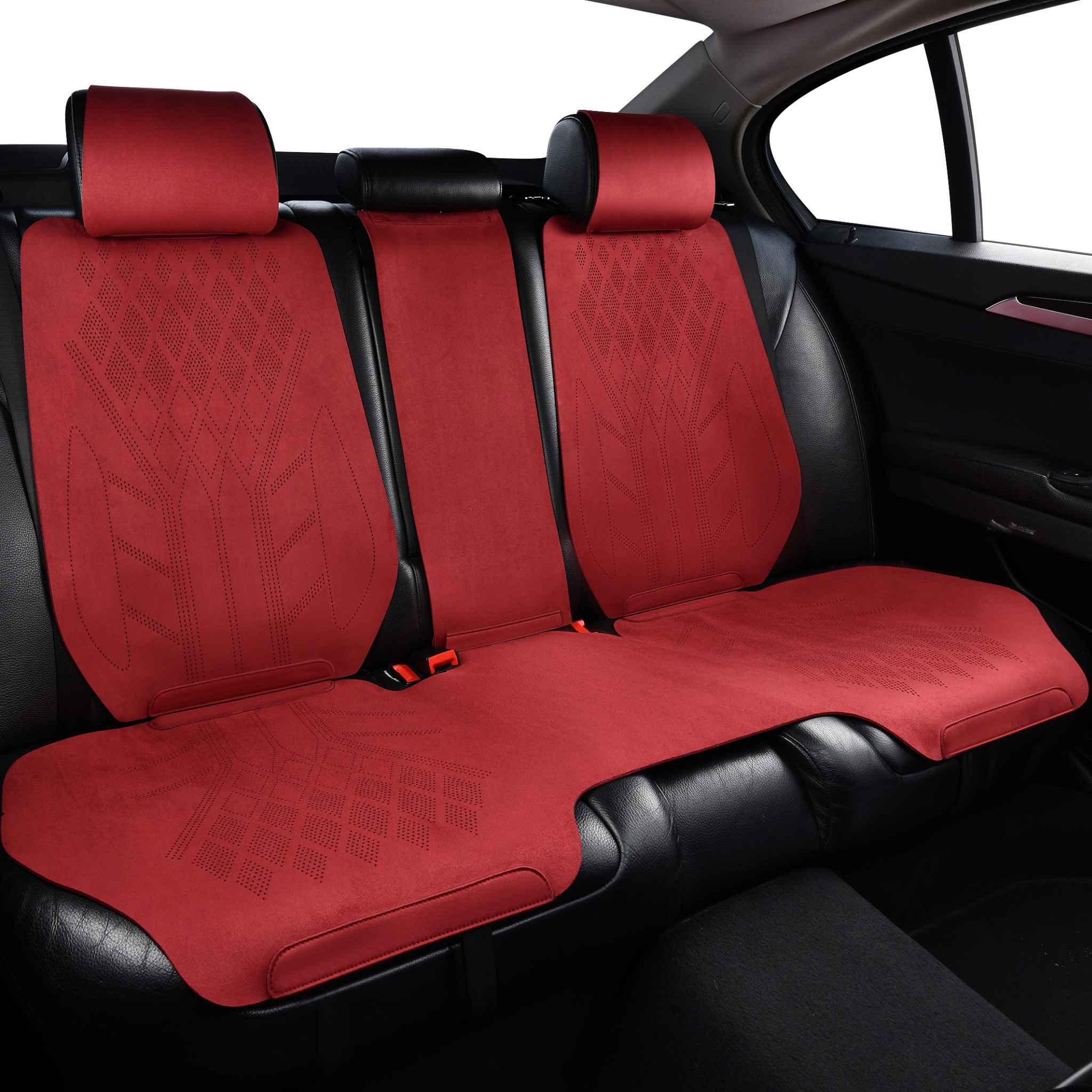 Luxus SeatSkin™ Suede Diamond Seat Covers | Cherry Red