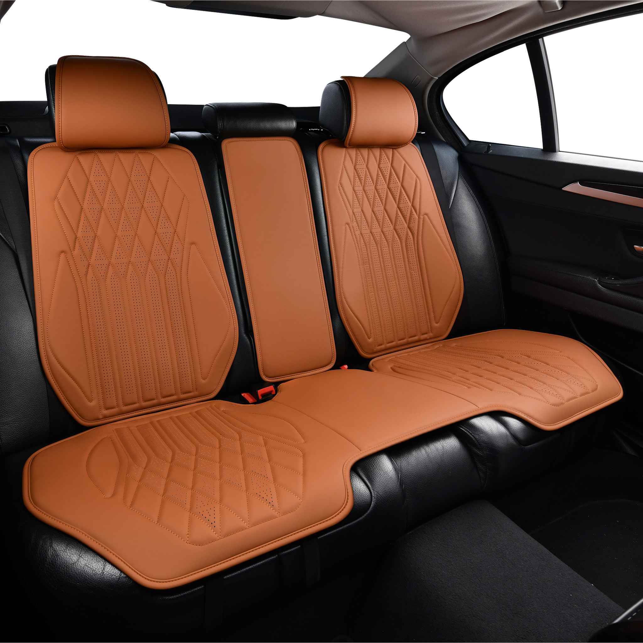 Luxus SeatSkin™ Eco-Leather Diamond Seat Covers | Caramel Brown