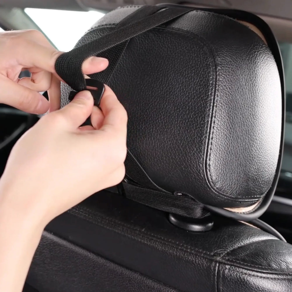 Fastening the headrest cover strap
