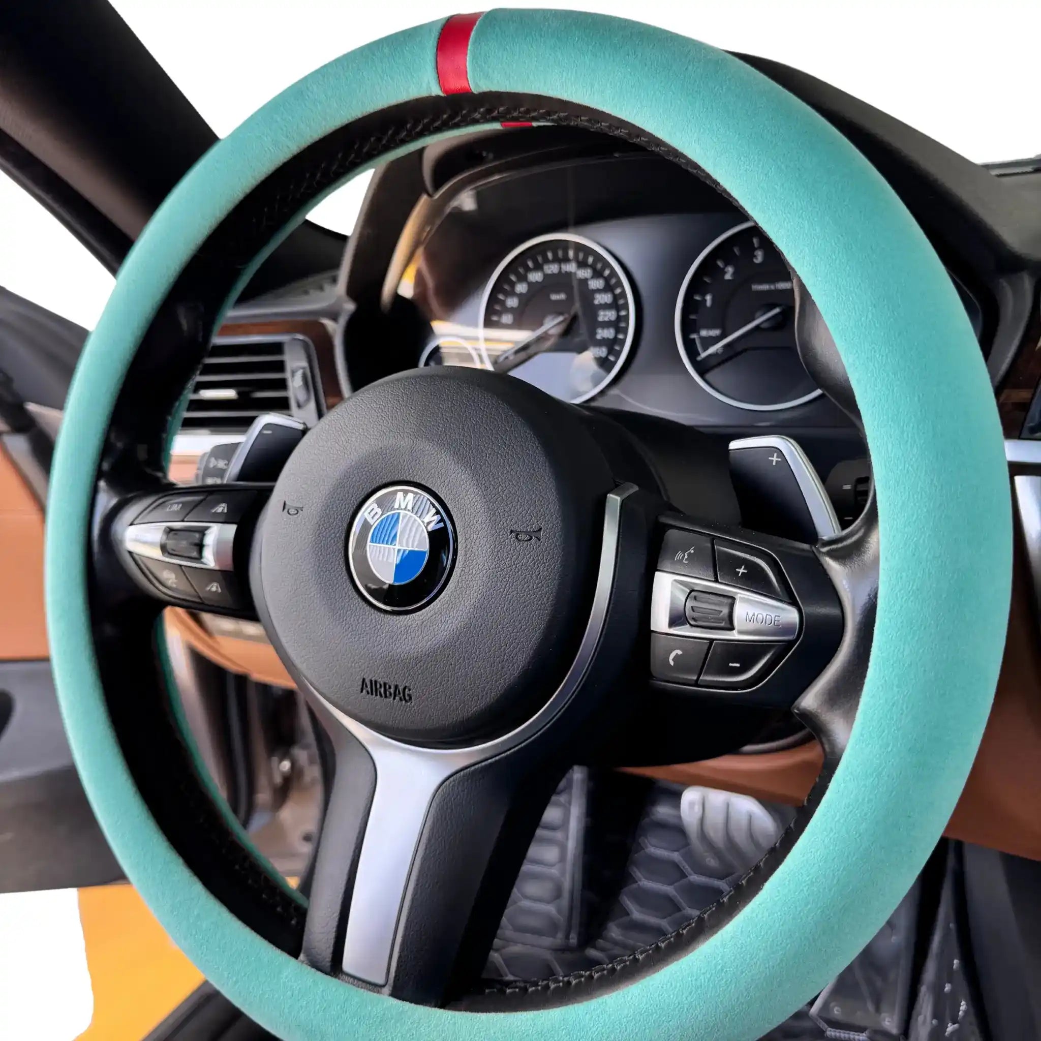 Luxus Alcantara Full Steering Wheel Cover - Tiffany Blue