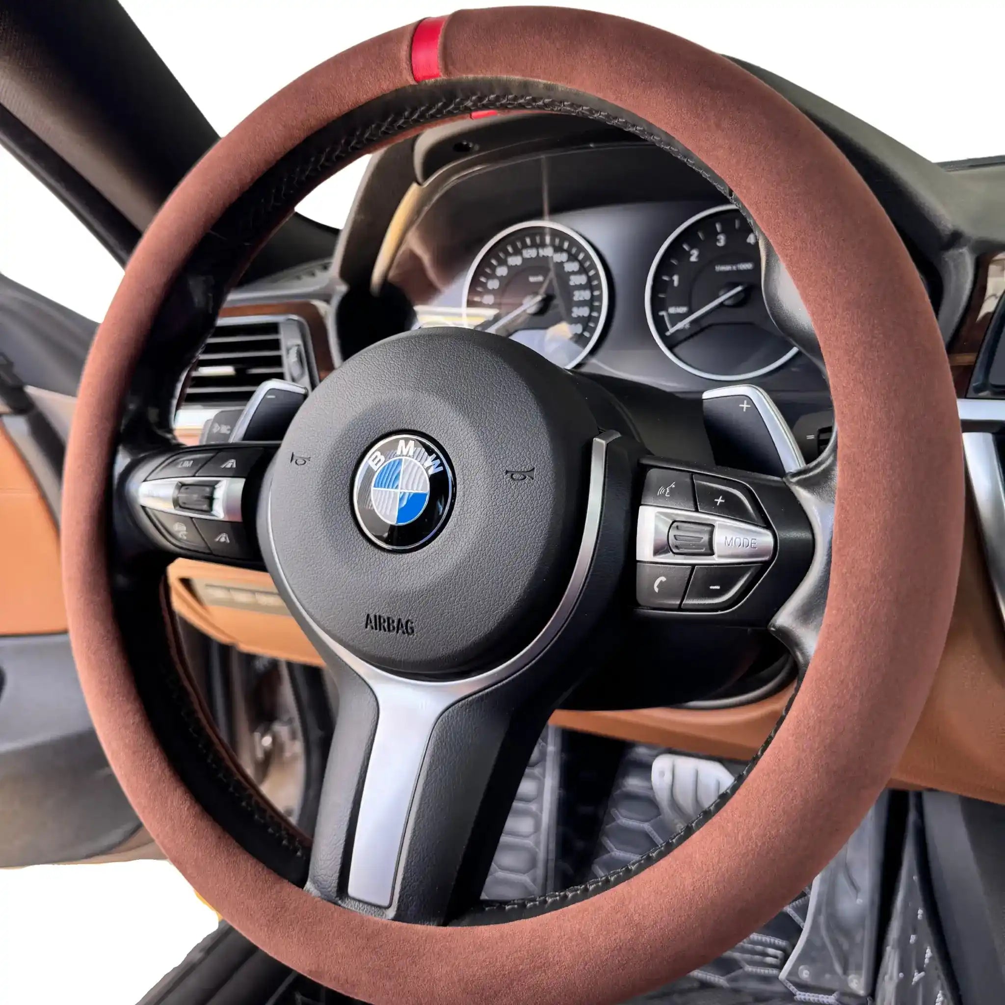 Luxus Alcantara Full Steering Wheel Cover - Marrone Toscano