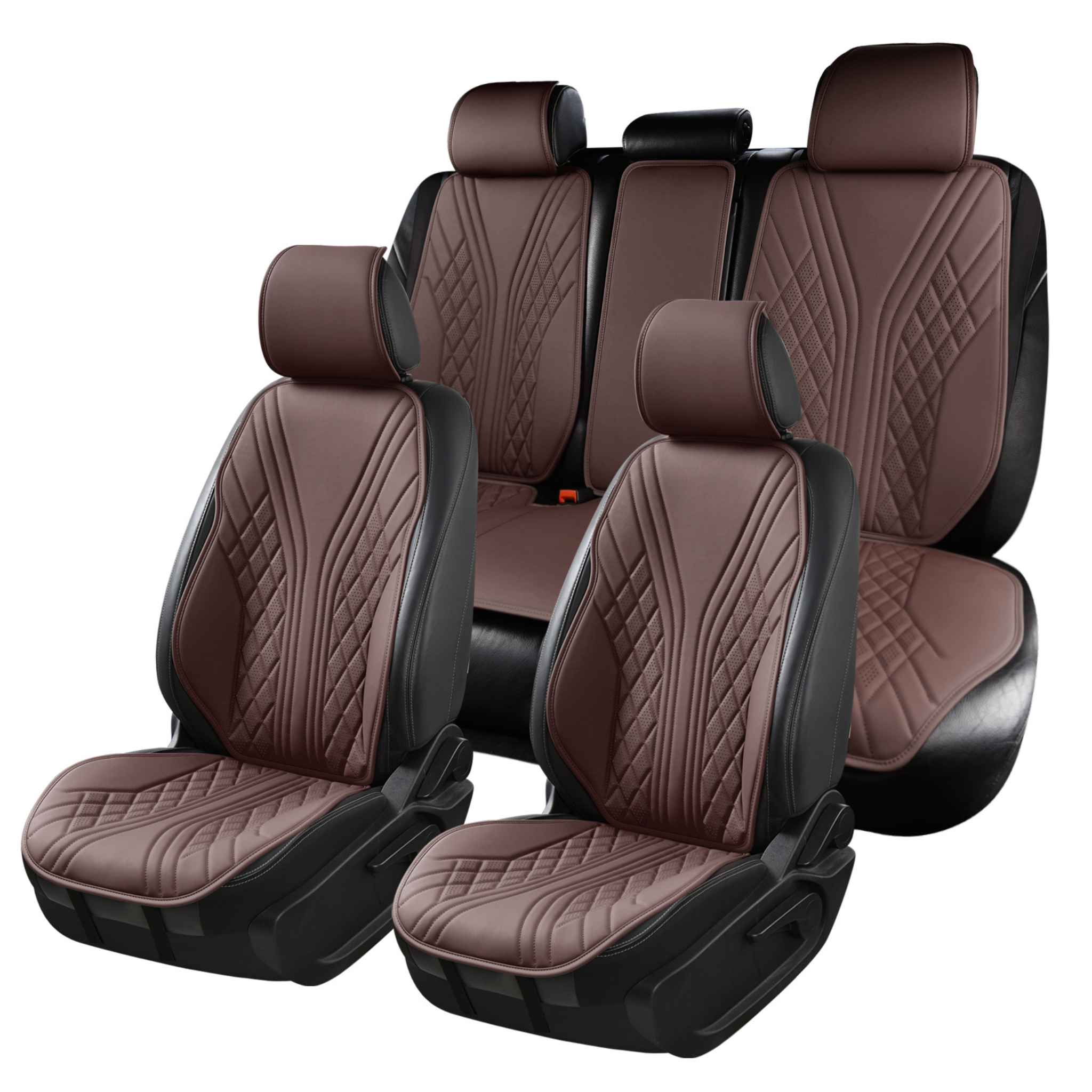 Luxus SeatSkin™ Eco-Leather Wave Seat Covers | Chocolate Brown
