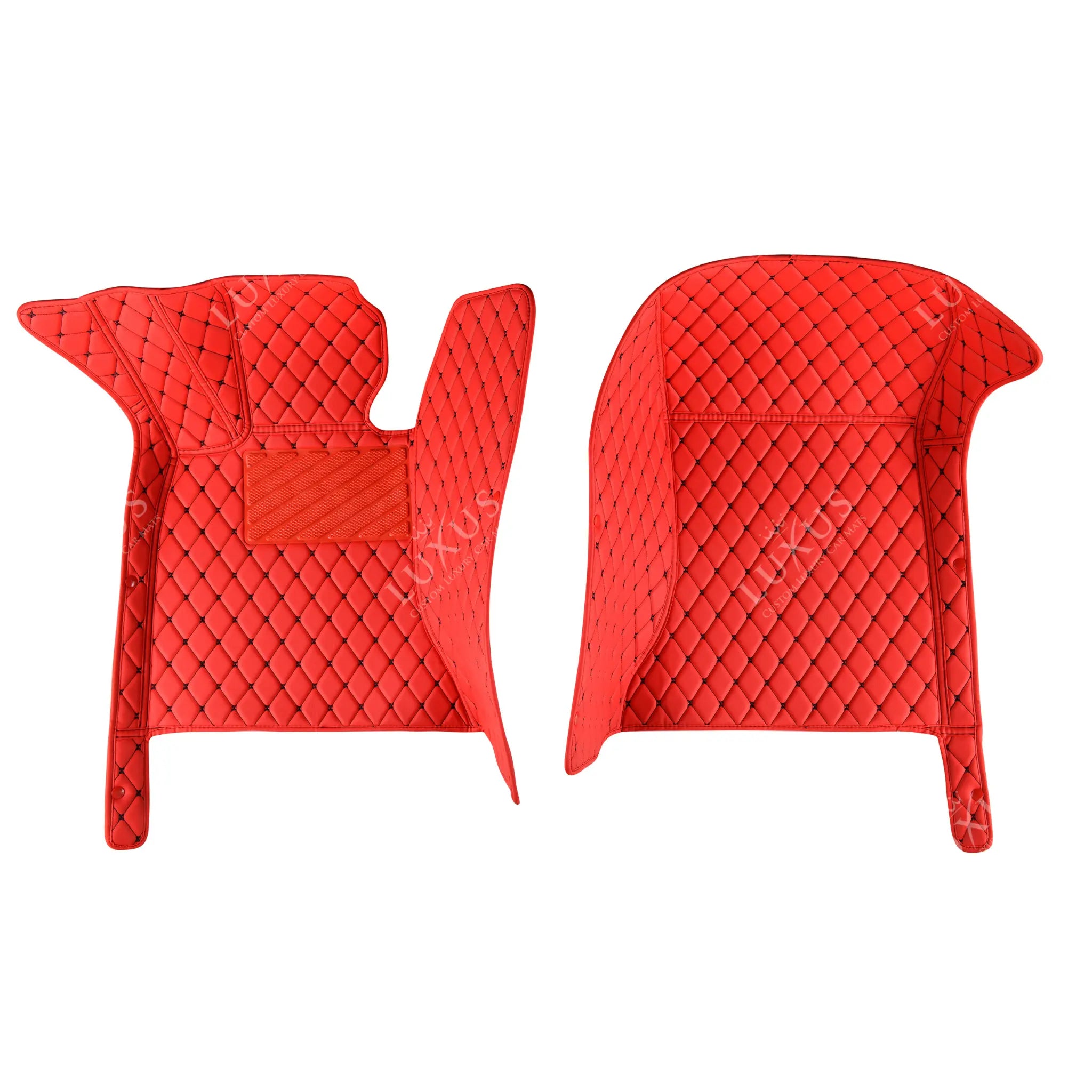 Luxus Premium Diamond Custom Car Mats Set | Ferrari Red & Black Stitching
