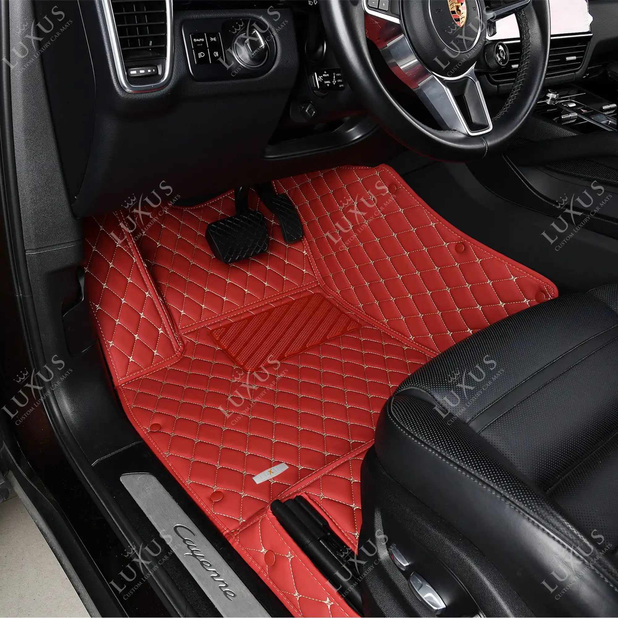 Luxus Car Mats™ - Juego de alfombrillas de lujo rojo cereza