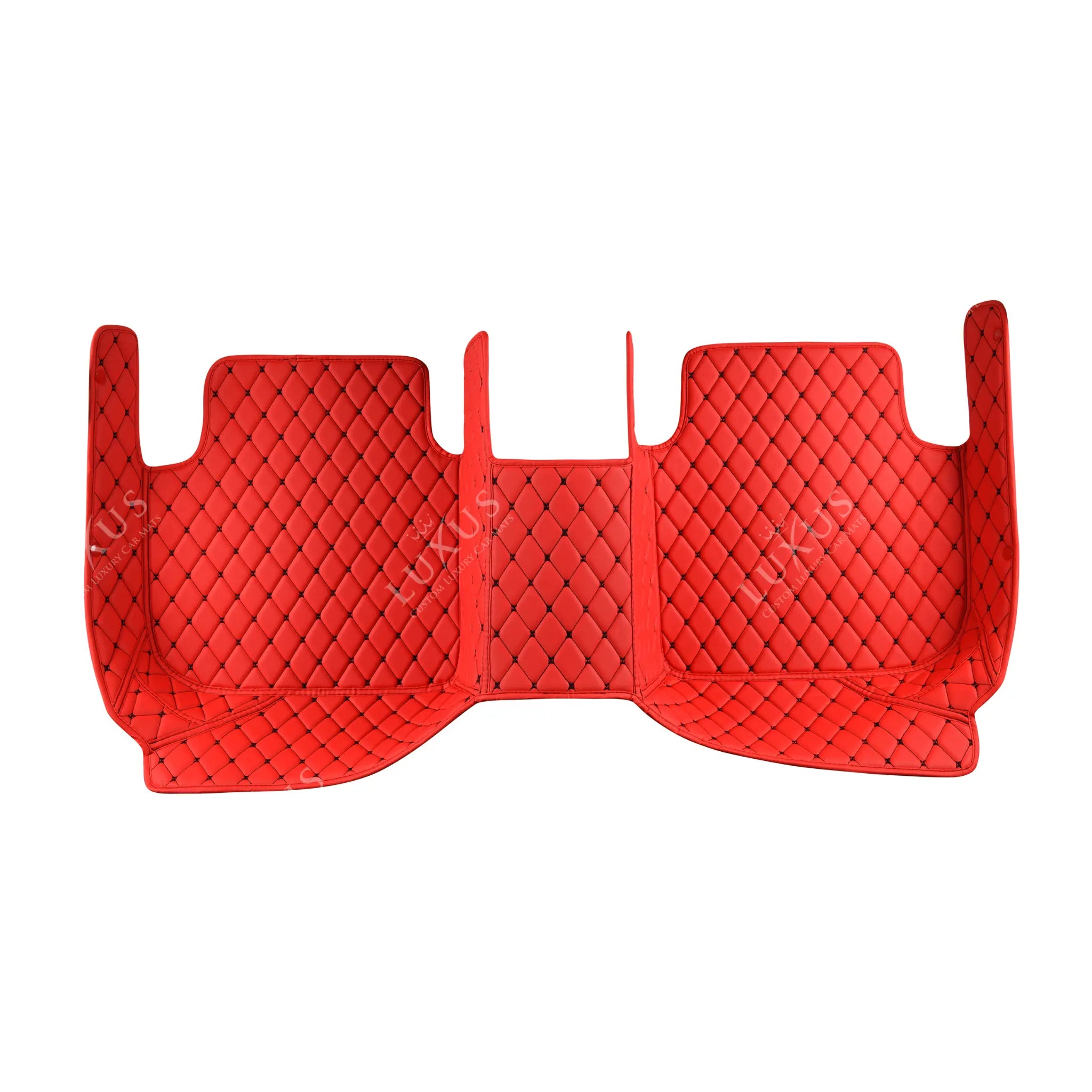 Luxus Premium Diamond Custom Car Mats Set | Ferrari Red & Black Stitching