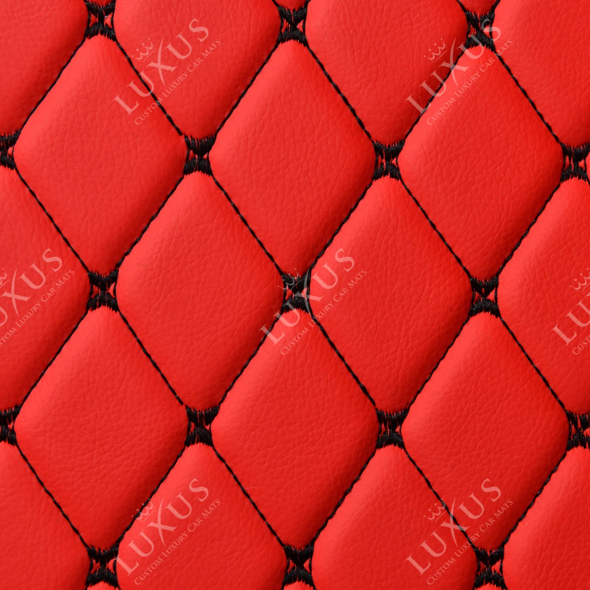 Luxus Premium Diamond Custom Car Mats Set | Ferrari Red & Black Stitching