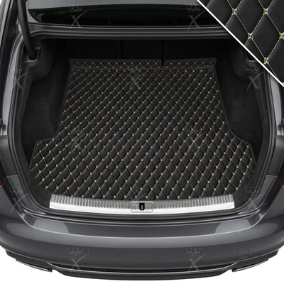 Luxus Diamond Base Series Trunk Mat | Black & Beige Stitching