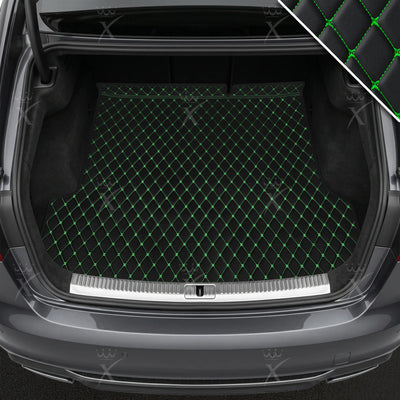 Luxus Diamond Base Series Trunk Mat | Black & Green Stitching