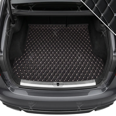 Luxus Car Mats™ - Tapete para maletero/maletero de cuero de lujo con costuras en blanco y negro