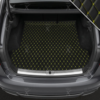 Luxus Diamond Base Series Trunk Mat | Black & Yellow Stitching
