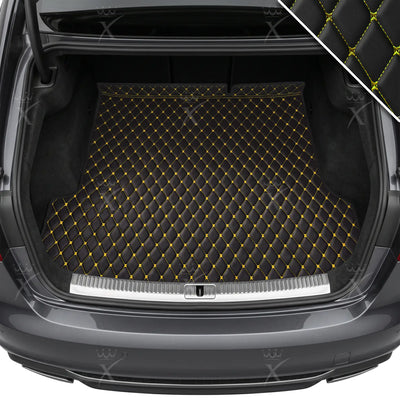 Luxus Diamond Base Series Trunk Mat | Black & Yellow Stitching