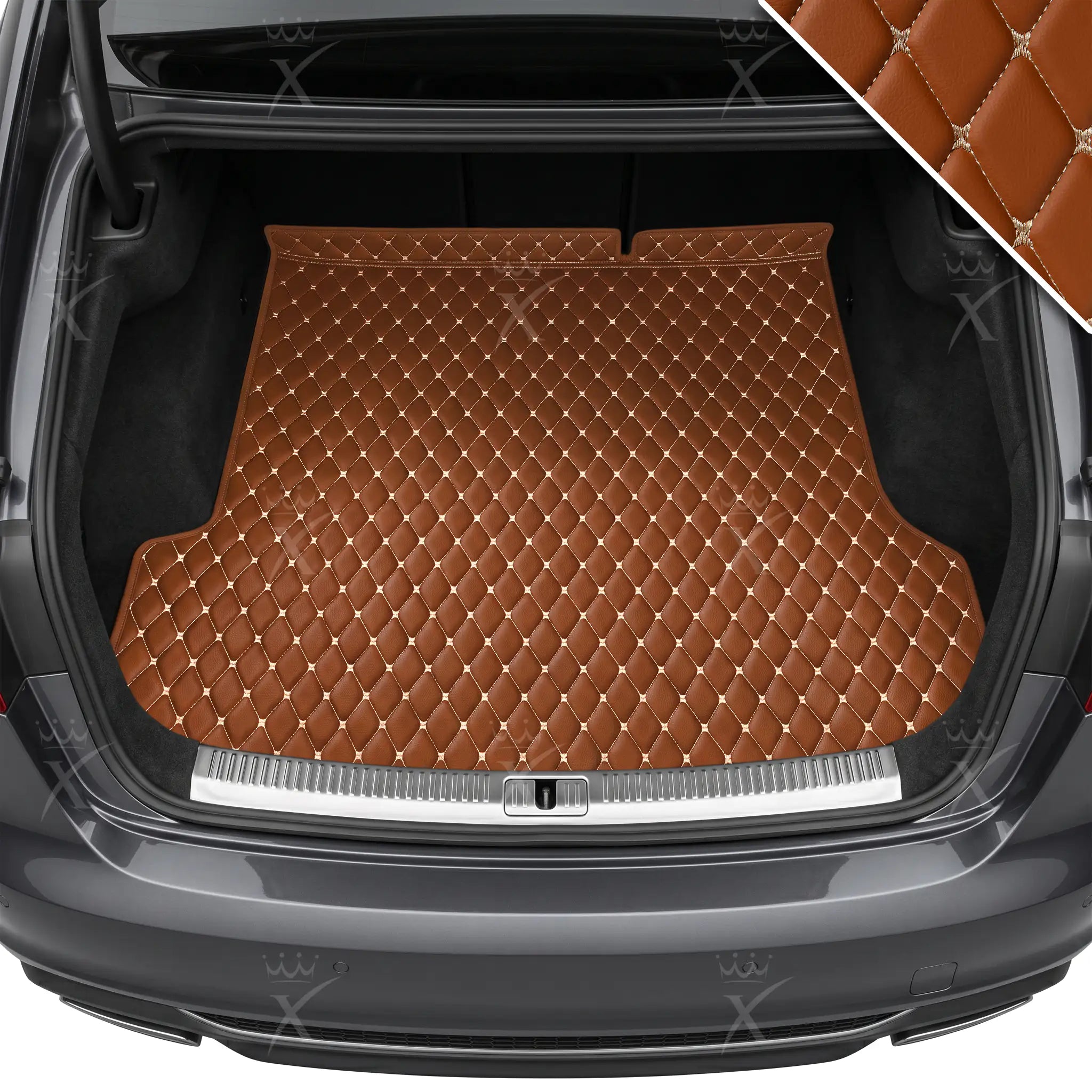 Luxus Car Mats™ - Caramel Bruin Luxe Lederen Kofferbak Mat