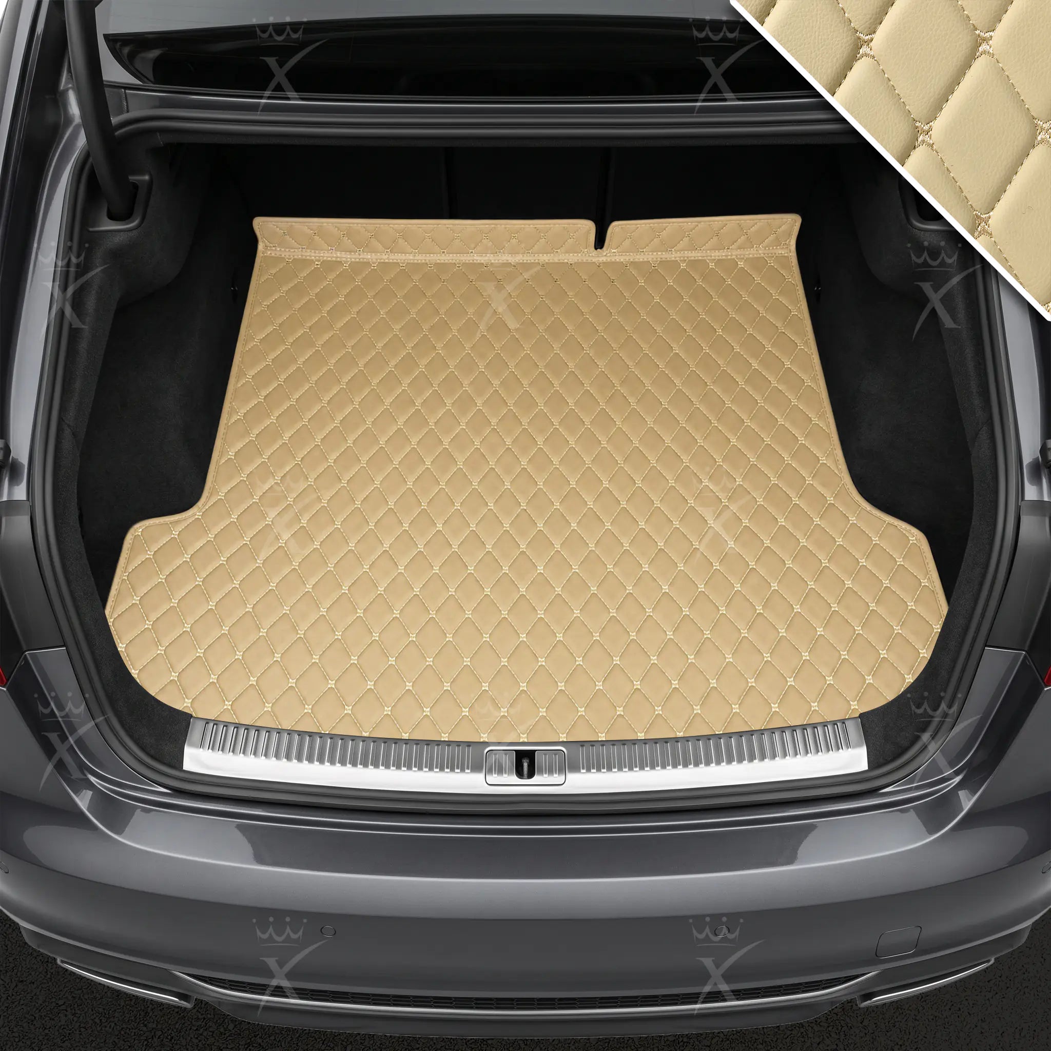 Luxus Car Mats™ - Alfombrilla para maletero/maletero de cuero de lujo beige crema