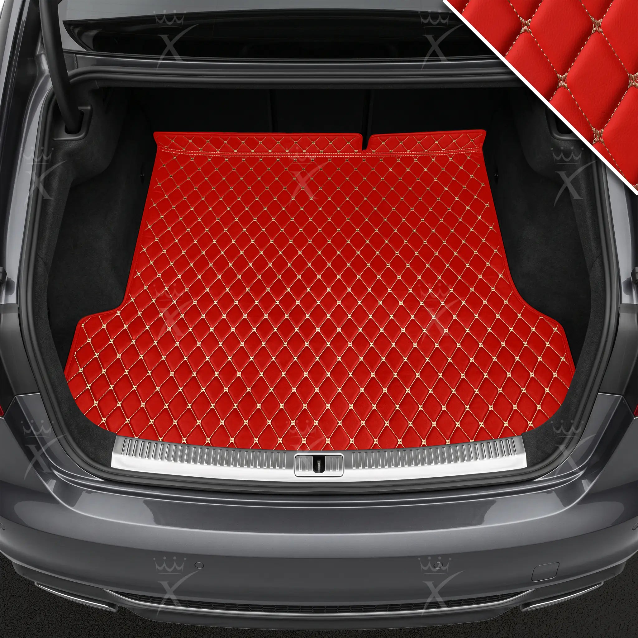 Luxus Car Mats™ – Kofferraum-/Kofferraummatte aus Leder in Ferrari-Rot
