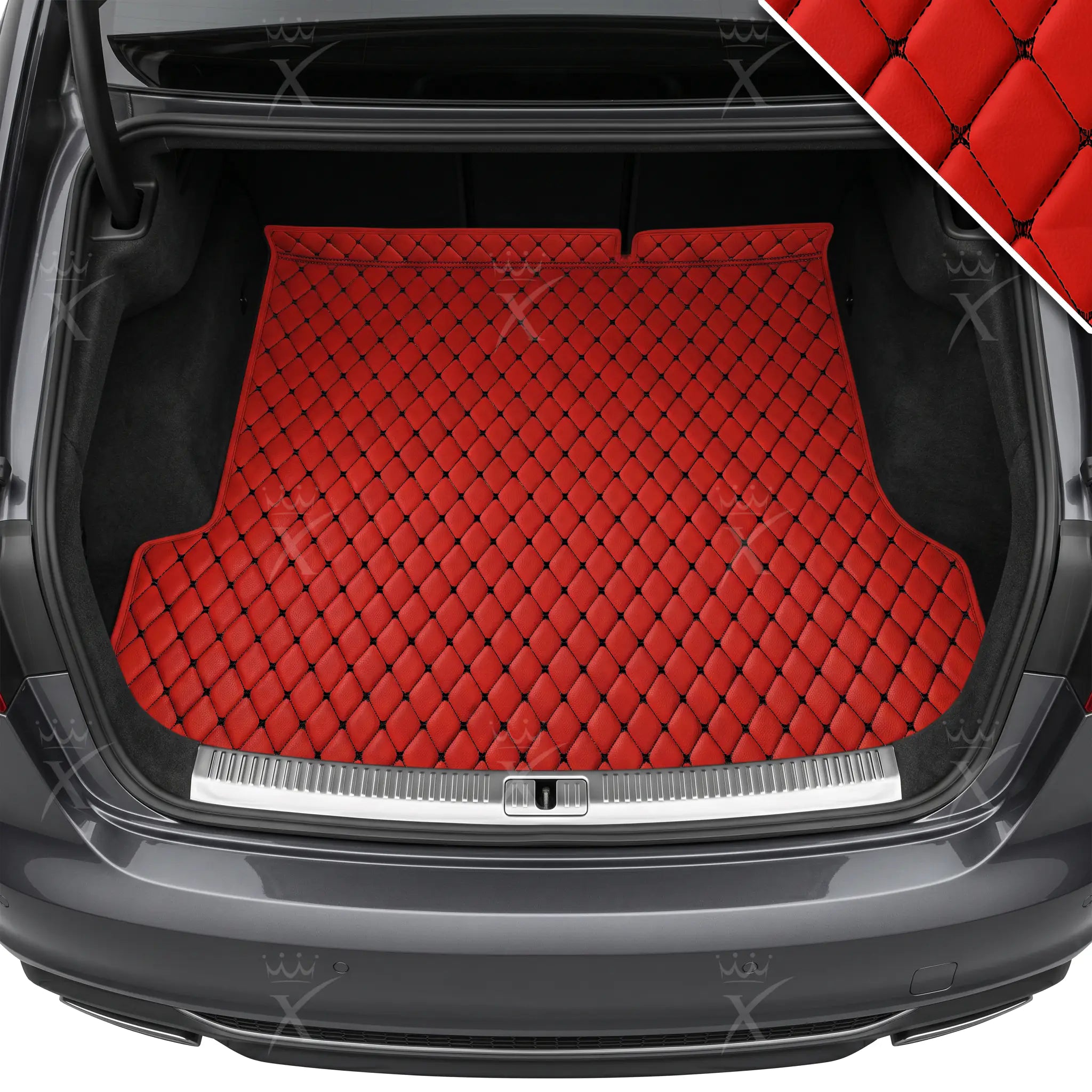 Luxus Car Mats™ – Kofferraum-/Kofferraummatte aus Leder in Ferrari-Rot