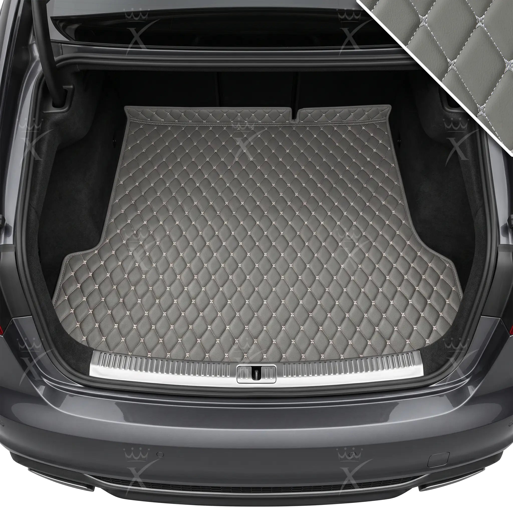 Luxus Car Mats™ - lysegrå luksusskinnstøvel/bagasjematte