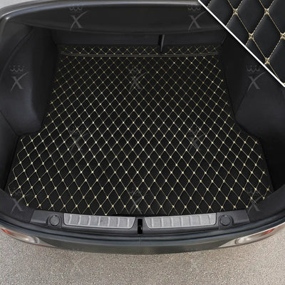Luxus Car Mats™ - Tapete para maletero/maletero de cuero de lujo con costuras en negro y beige