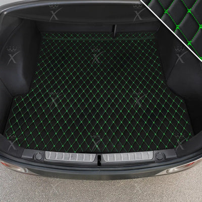 Luxus Diamond Base Series Trunk Mat | Black & Green Stitching