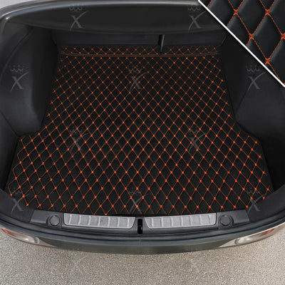 Luxus Diamond Base Series Trunk Mat | Black & Orange Stitching