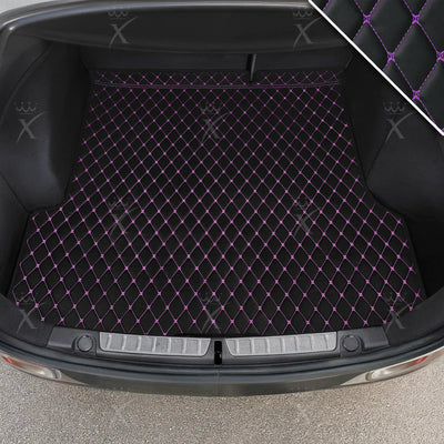 Luxus Diamond Base Series Trunk Mat | Black & Purple Stitching