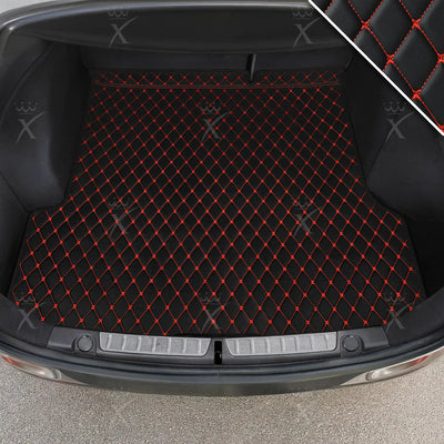 Luxus Car Mats™ - Tapete para maletero/maletero de cuero de lujo con costuras negras y rojas