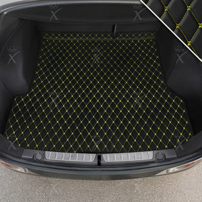 Luxus Diamond Base Series Trunk Mat | Black & Yellow Stitching