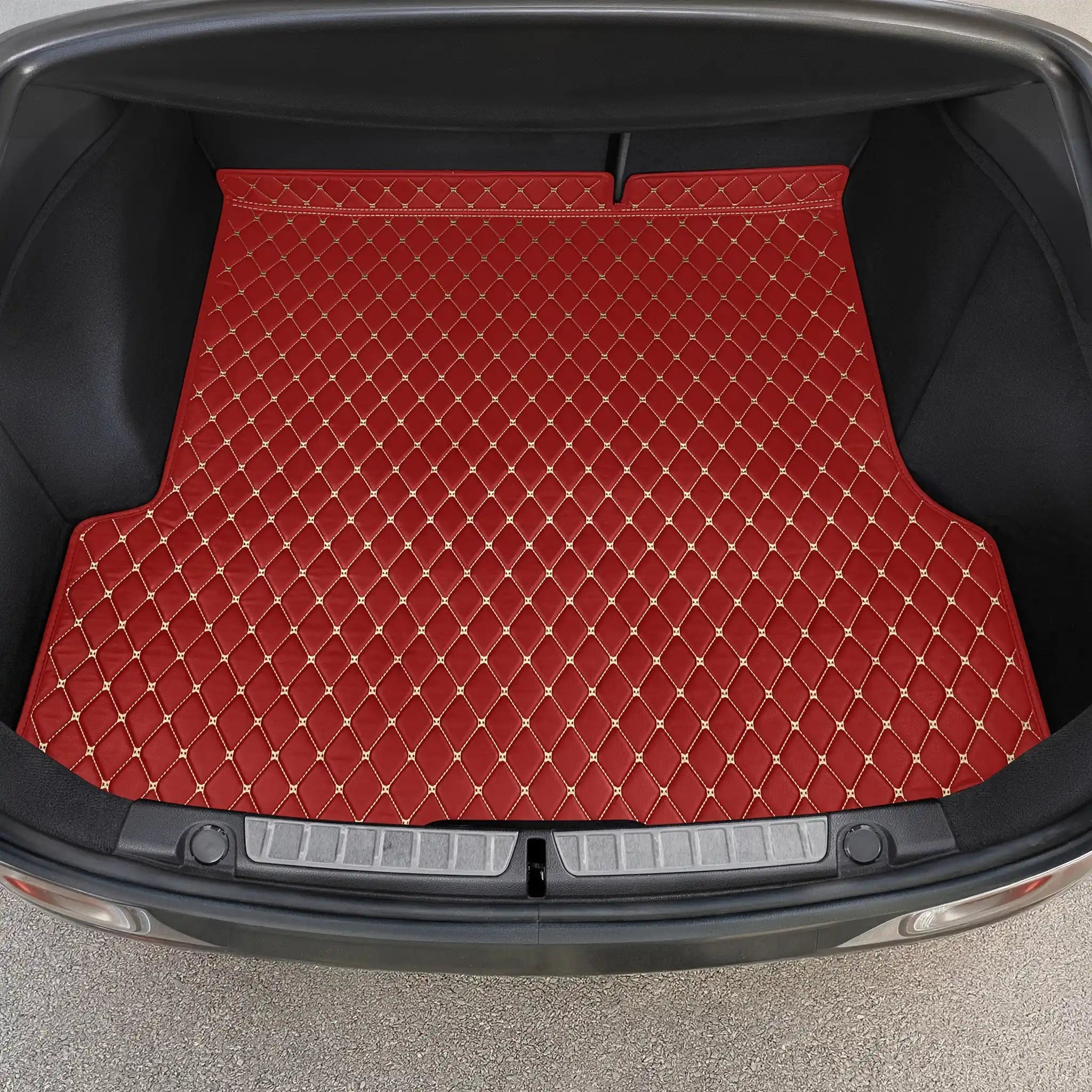 Luxus Car Mats™ - Kersenrode luxe lederen koffer-/koffermat