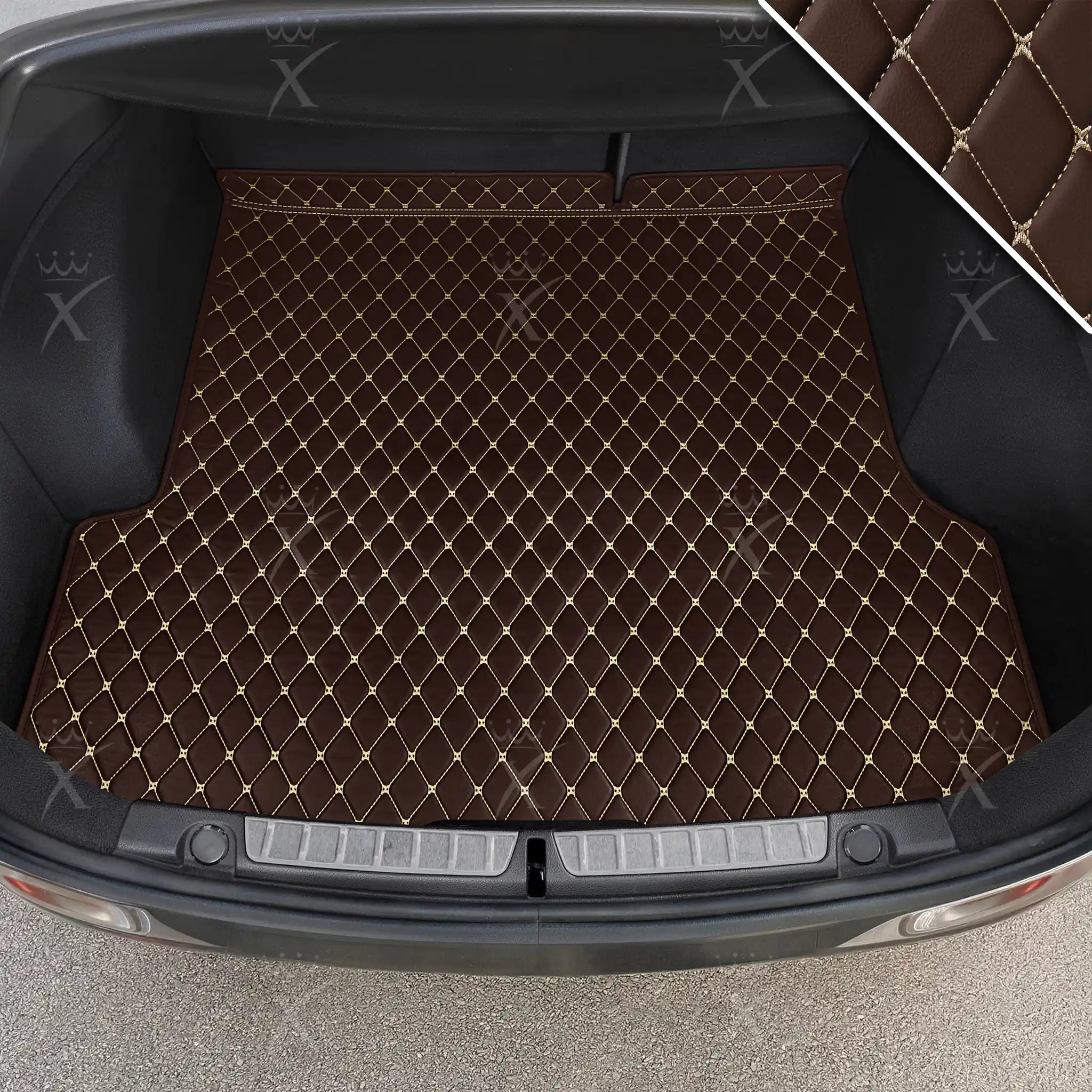 Luxus Car Mats™ - Sjokoladebrun luksusskinnstøvel/bagasjematte