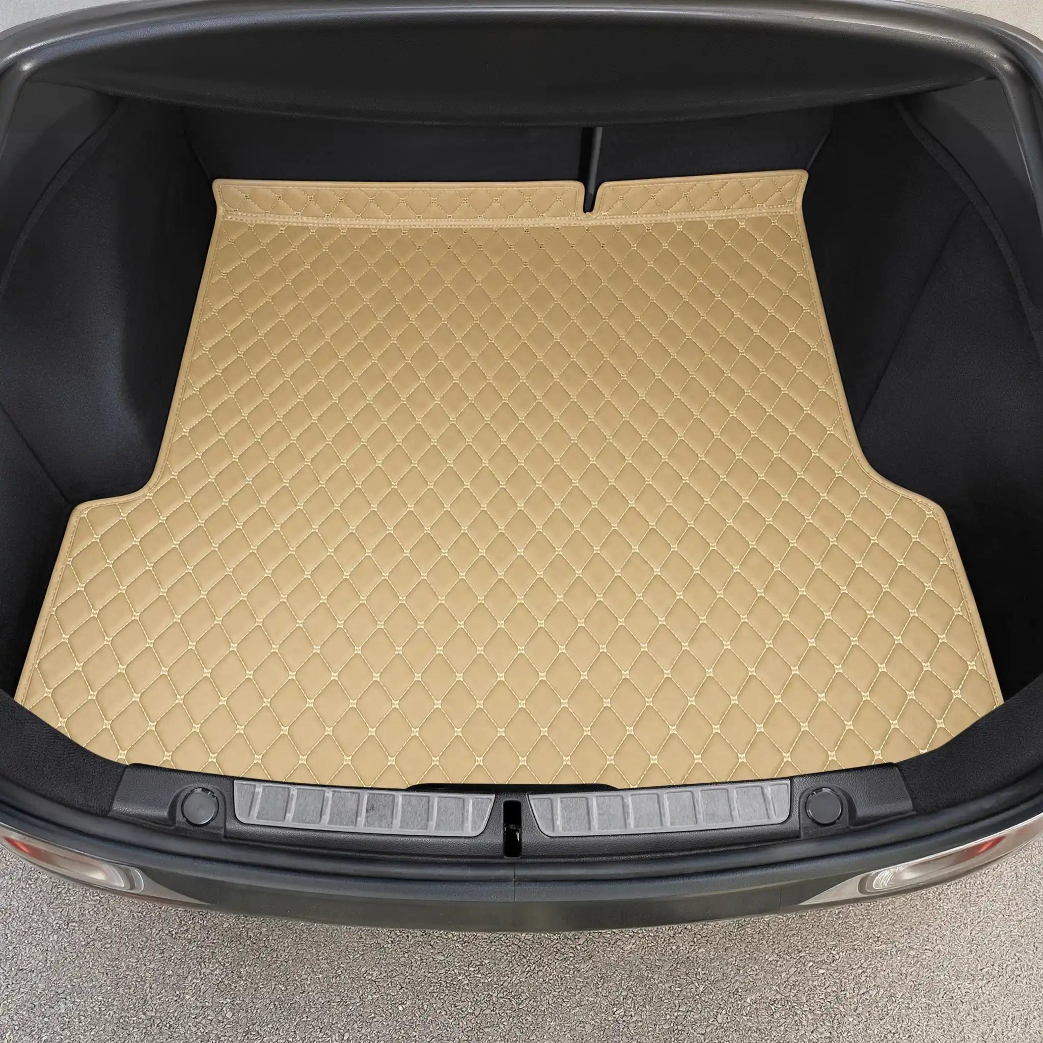 Luxus Car Mats™ - Alfombrilla para maletero/maletero de cuero de lujo beige crema
