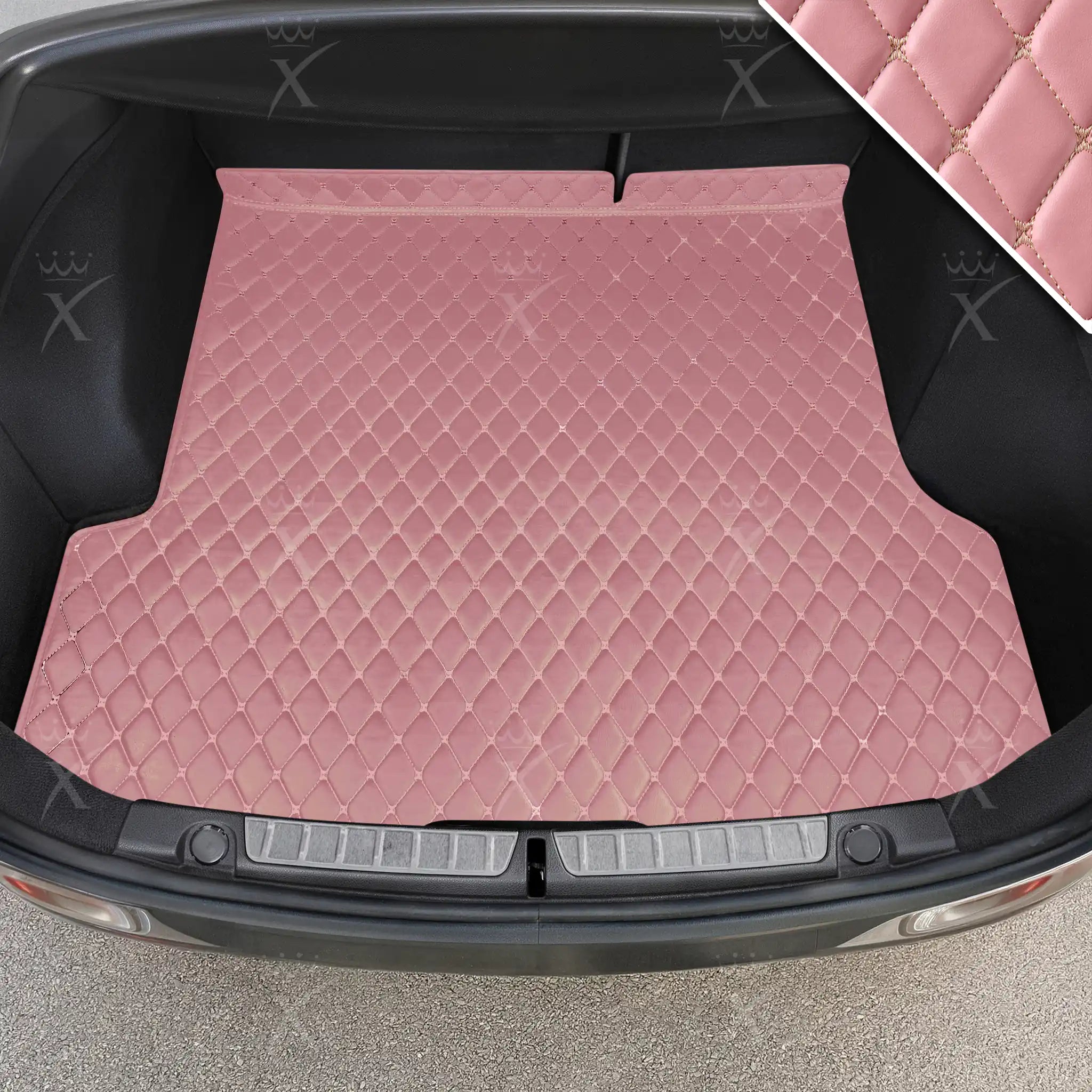 Luxus Car Mats™ - Kirsebærrød luksusskinnstøvel/bagasjematte