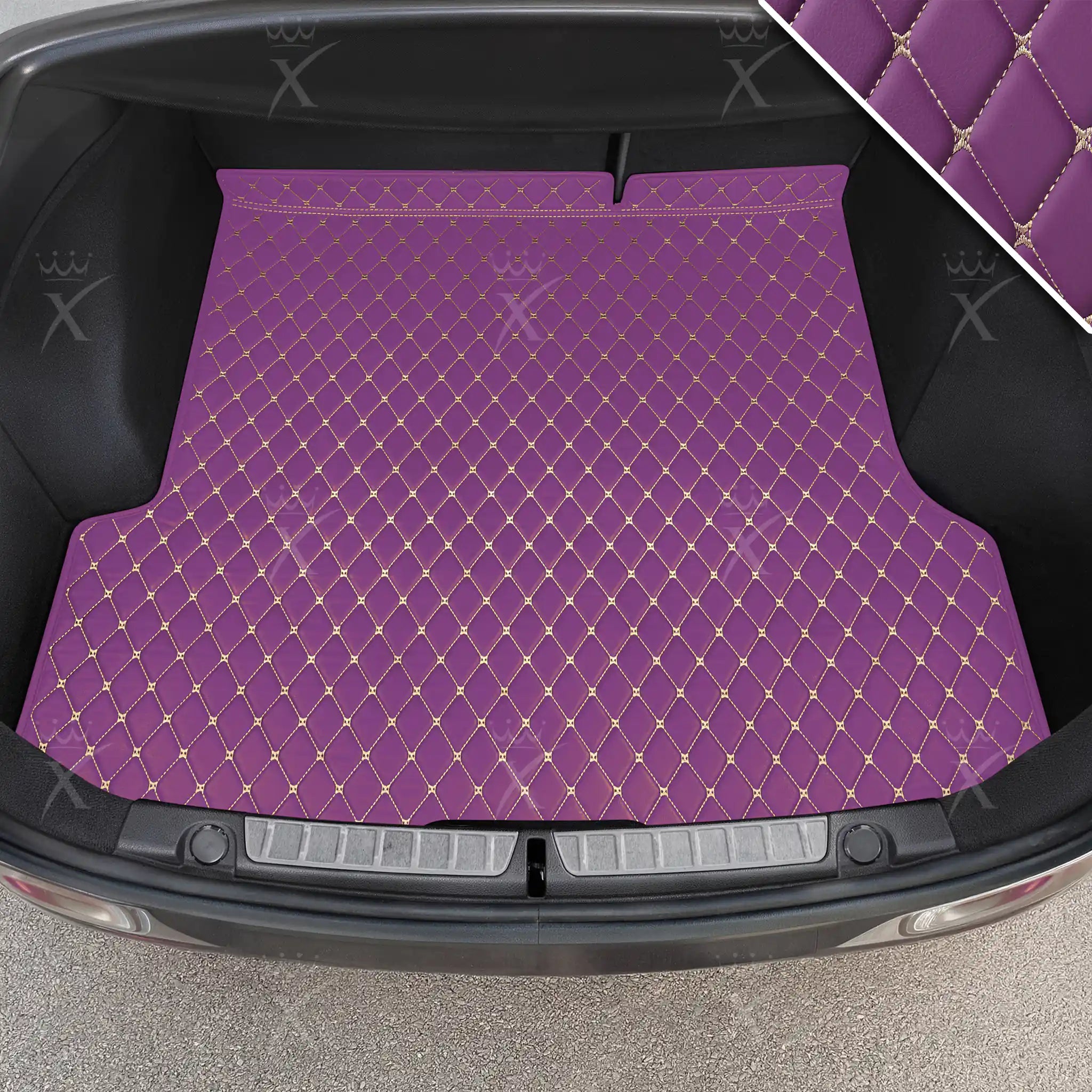 Luxus Car Mats™ - Lavendel lilla luksusskinnstøvel/bagasjematte