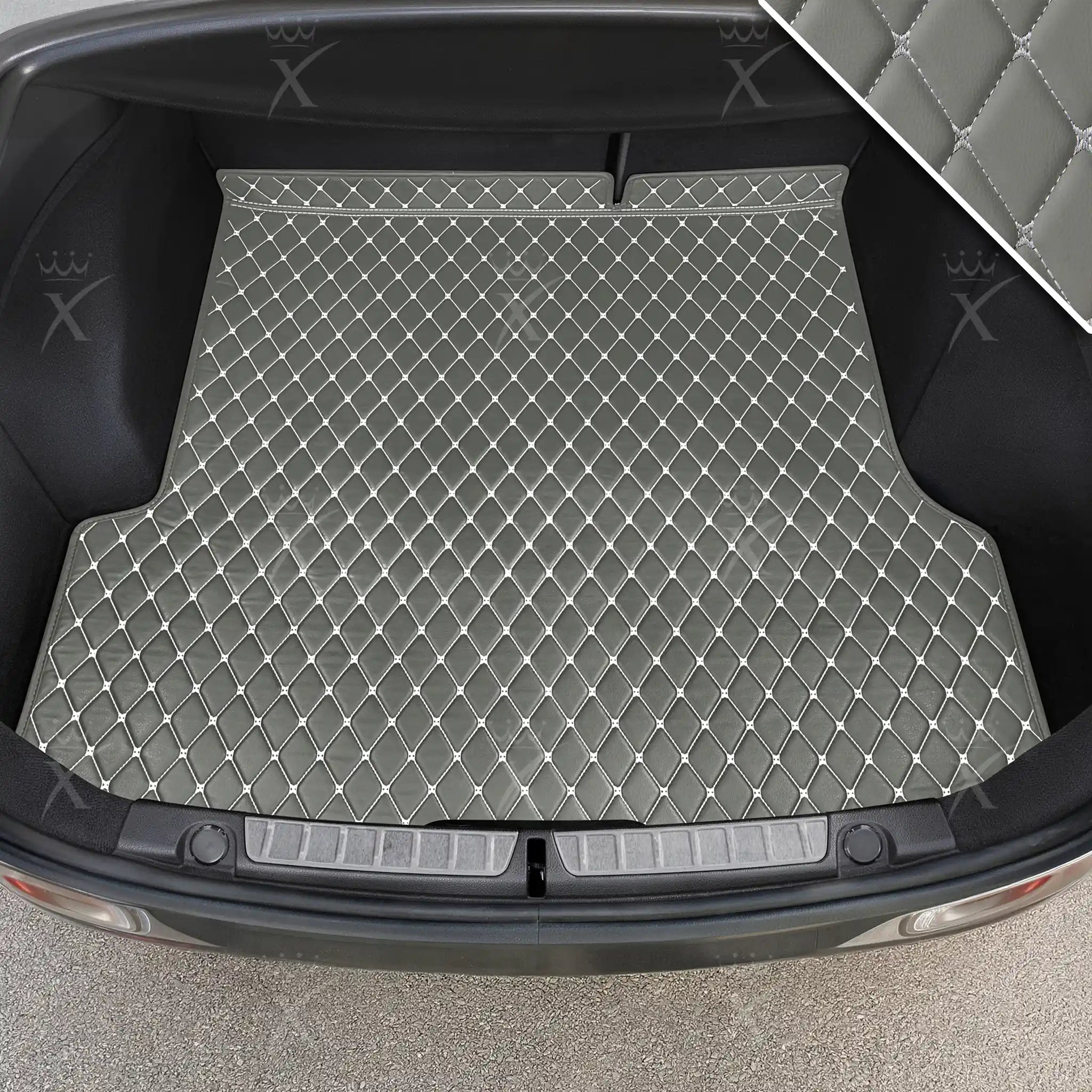 Luxus Car Mats™ - Alfombrilla para maletero/maletero de cuero gris claro de lujo