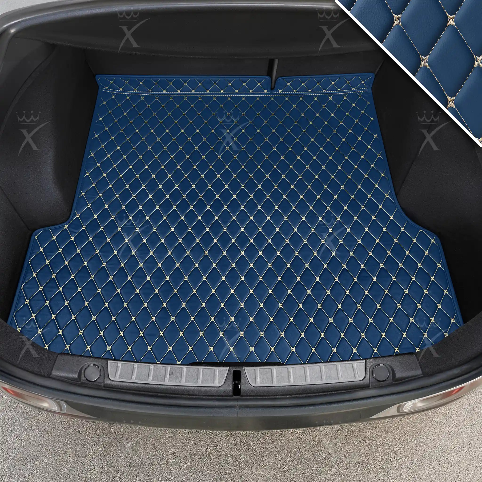 Luxus Car Mats™ - Vintage blå luksusskinnstøvel/bagasjematte