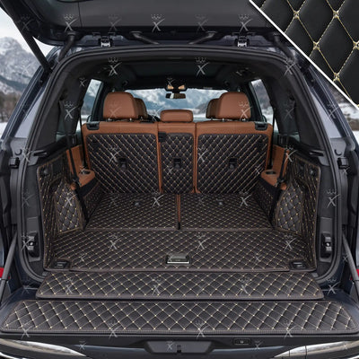 Luxus Diamond 360Fit Series Trunk Mat | Black & Beige Stitching