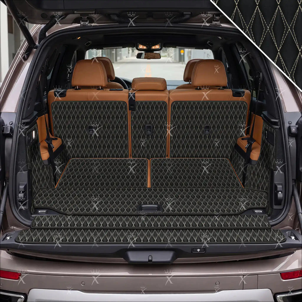 Luxus 360Fit Twin-Diamond Trunk Mat - Black & Beige Stitching