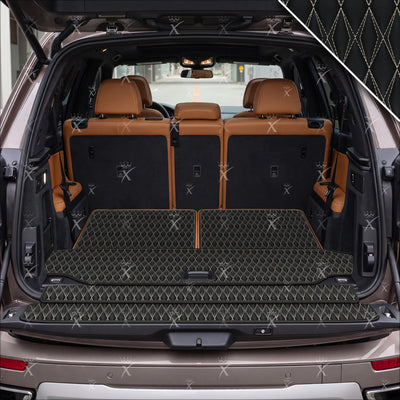 Luxus Twin-Diamond Base Series Trunk Mat | Black & Beige Stitching