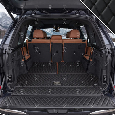 Luxus Diamond BaseFit Series Trunk Mat | Black & Black Stitching