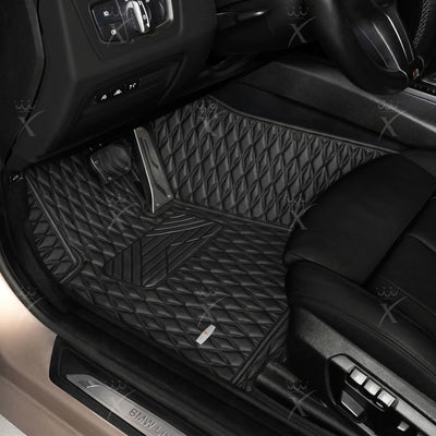 Luxus Twin-Diamond Series Floor Mats | Black & Black Stitching