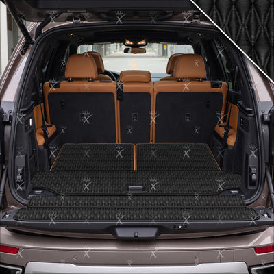Luxus Twin-Diamond Base Series Trunk Mat | Black & Black Stitching