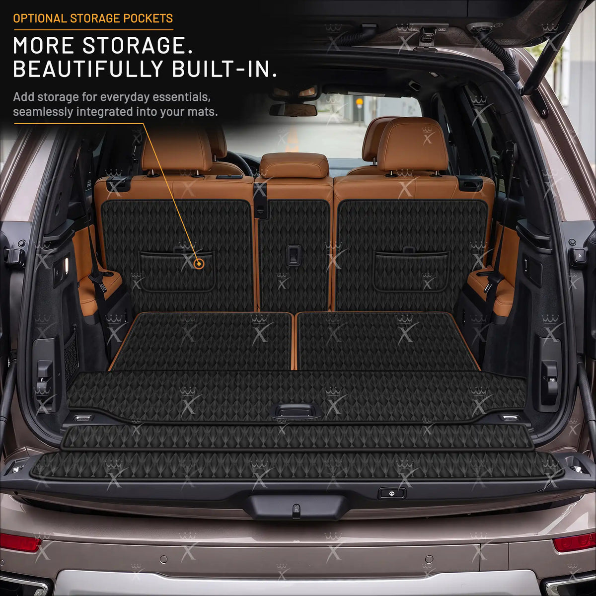 Luxus Car Mats™ - Zwarte en zwarte stiksels 3D luxe lederen koffer-/koffermat