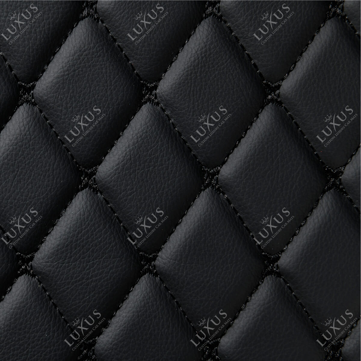 Luxus Car Mats™ - Zwarte en zwarte stiksels Luxe leren koffer-/koffermat