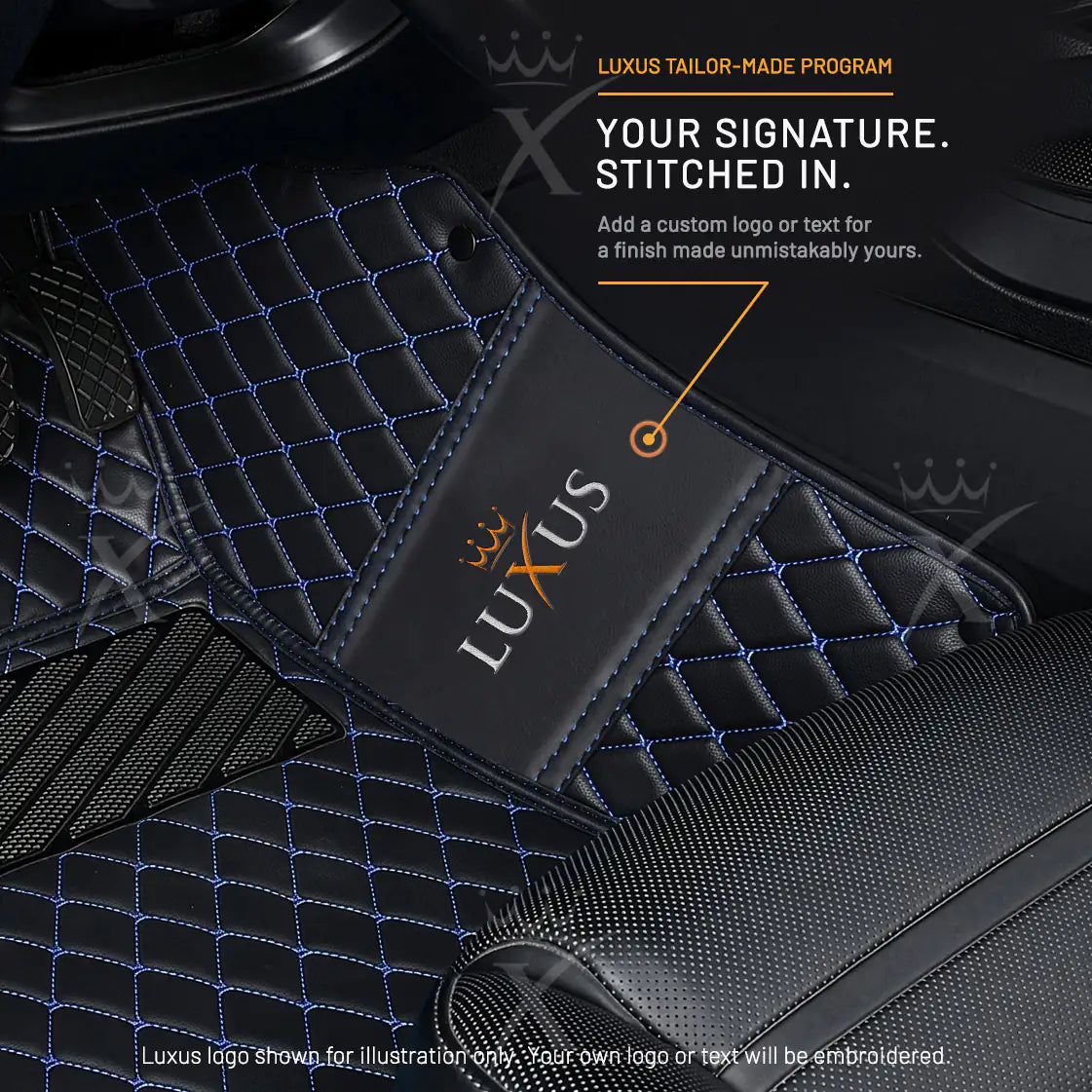 Luxus Car Mats™ - Luxe automattenset met zwarte en blauwe stiksels