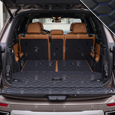 Luxus Honeycomb BaseFit Series Trunk Mat | Black & Blue Stitching