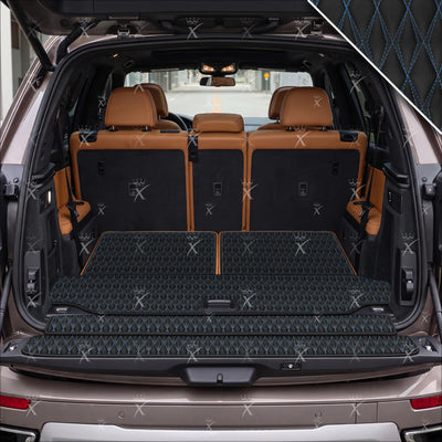 Luxus Twin-Diamond Base Series Trunk Mat | Black & Blue Stitching