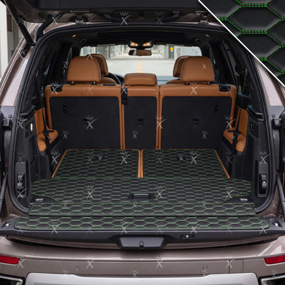 Luxus Honeycomb BaseFit Series Trunk Mat | Black & Green Stitching
