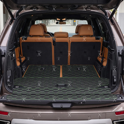 Luxus Honeycomb BaseFit Series Trunk Mat | Black & Green Stitching
